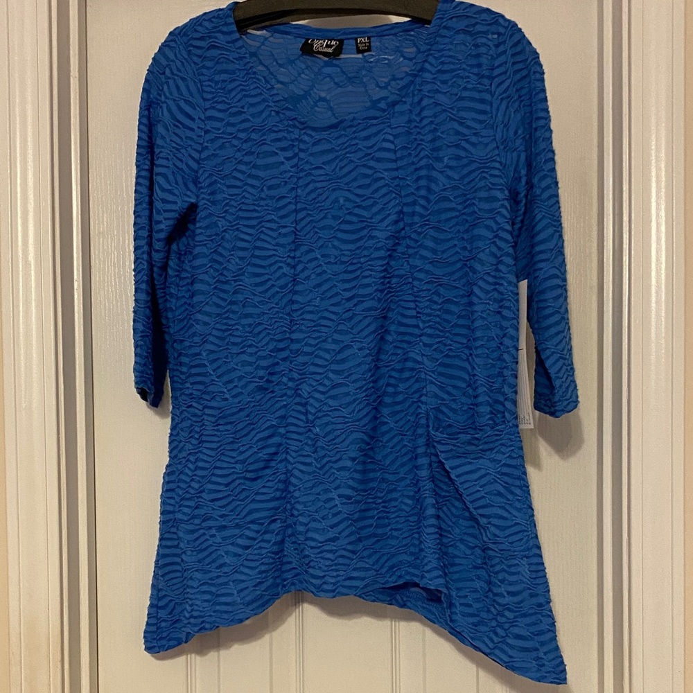 Onque Casuals‎ Vibrant Blue Textured Tunic